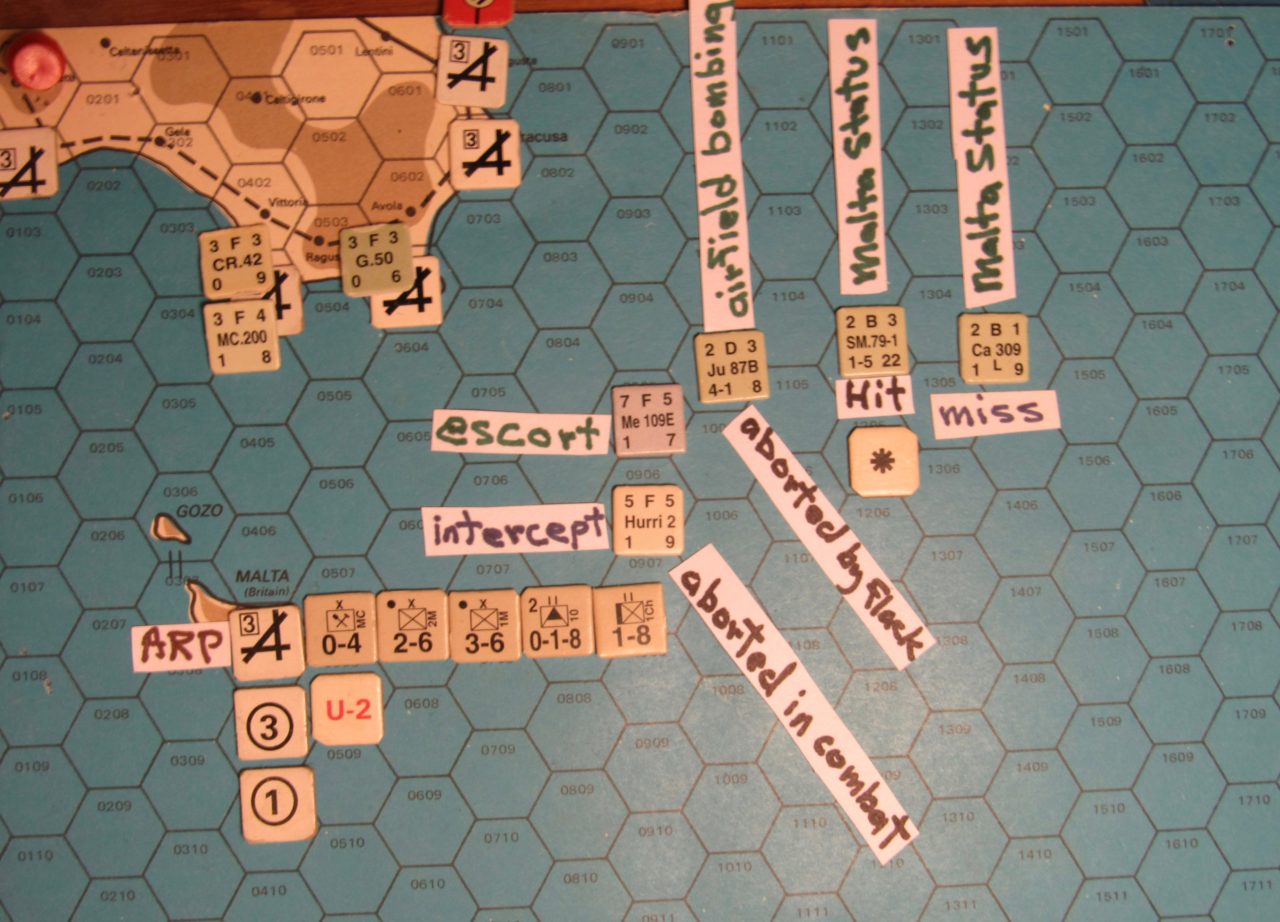 WW ME/ER-II/Crete Scenario May I 41 Axis beginning of the Movement Phase air raid over Valletta: detail