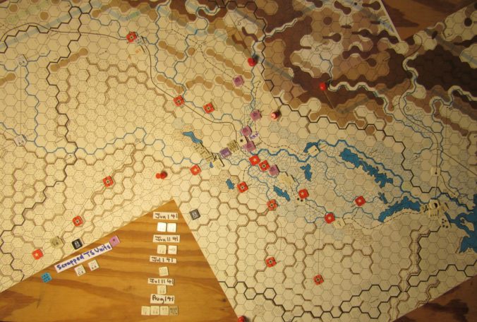 WW 1941 ME/ER-II/Crete Scenario May II 41 Axis just before step of of the Initial Phase dispositions: just before the Variable Iraqi Coup Collapse dice roll; Fawzi al Qawukji action die roll (at step 2) was a 4: Fawzi does not change mode and moves randomly during the upcoming Movement Phase.