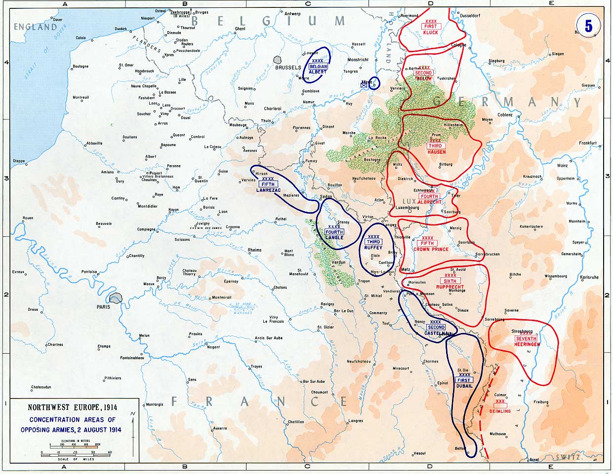 Deployments in the West, August 1914