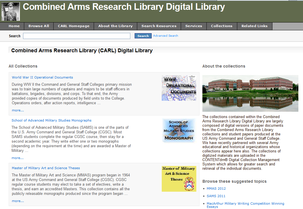 Screenshot CARL digital library