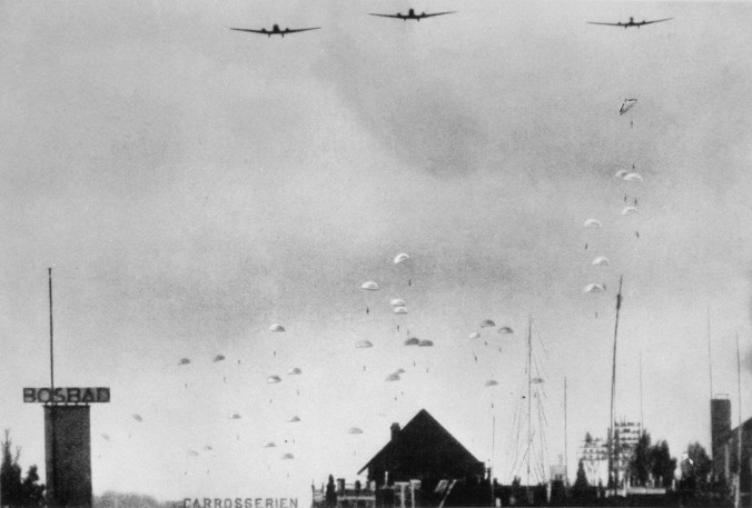 German paratroopers dropping over Holland