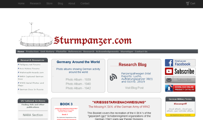 Screenshot of Sturmpanzer.com, Aug 23rd 2017